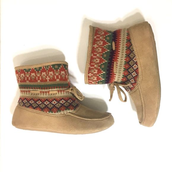 DF BY DEARFOAMS Southwestern Ankle Bootie Slippers - Picture 4 of 8